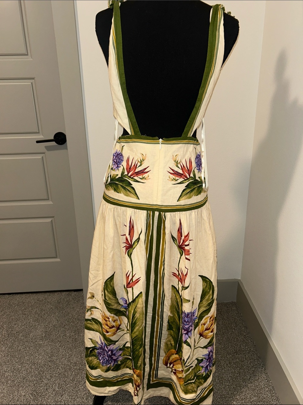 FARM Rio Cream Maxi Dress with Olive Trim and Multicolor Floral Print - Picture 4 of 4